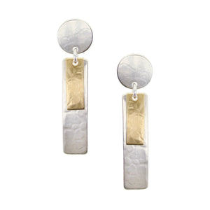 Disc with Medium Layered Rectangles Post Earrings