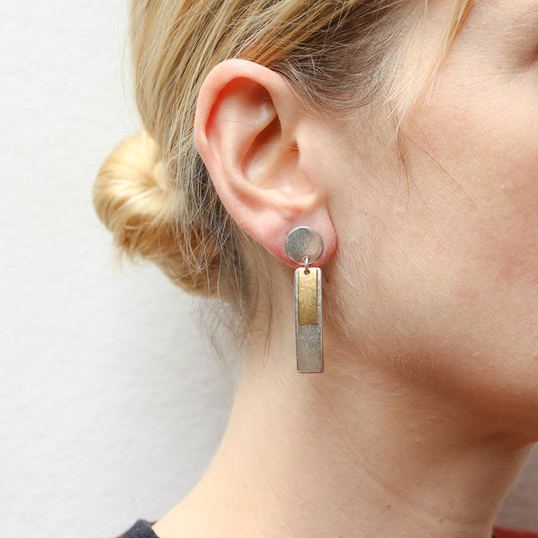 Disc with Medium Layered Rectangles Post Earrings