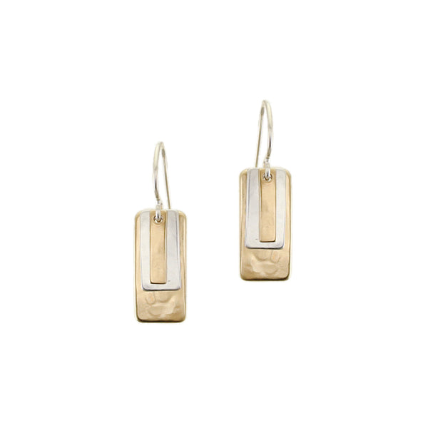 Small Layered Rectangles Wire Earrings