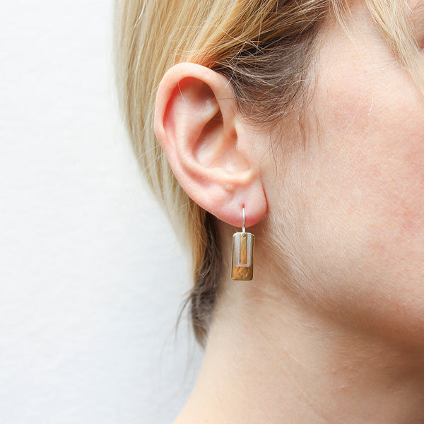 Small Layered Rectangles Wire Earrings