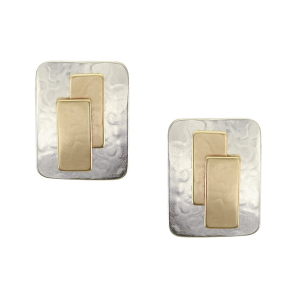 Rounded Rectangle with Layered Rectangles Clip or Post Earring