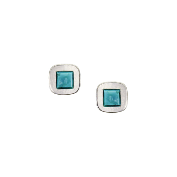 Mini Square with Turquoise Post Earrings