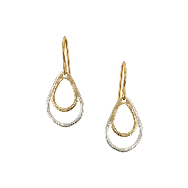 Small Double Teardrop Rings Wire Earrings