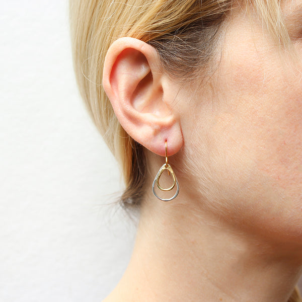 Small Double Teardrop Rings Wire Earrings