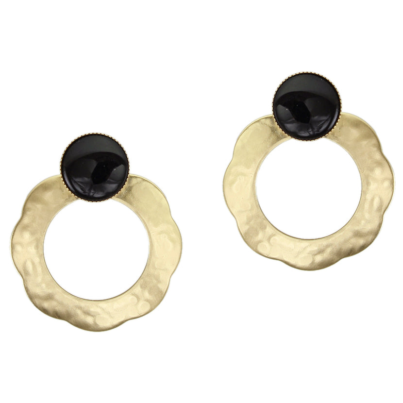 Petal Ring with Black Cabochon Post Earring