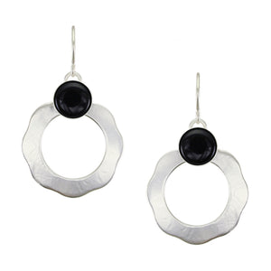 Petal Ring with Black Cabochon Wire Earrings