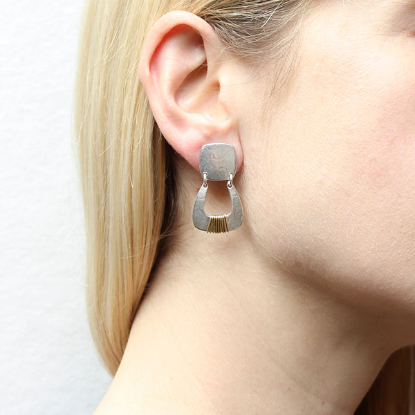 Square with Wire Wrapped Horseshoe Post Earring