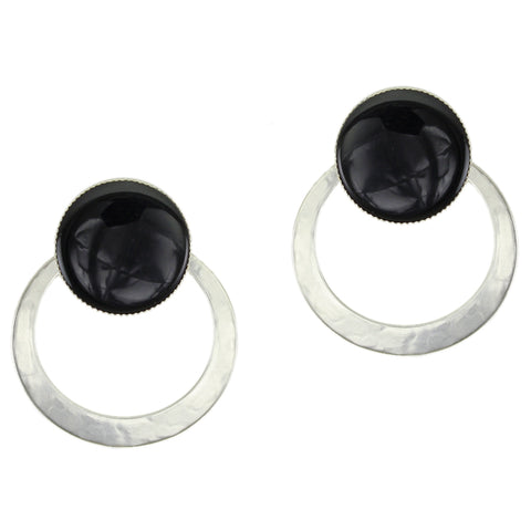 Extra Large Black Cabochon with Ring Clip or Post Earring