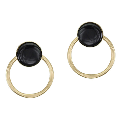 Large Black Cabochon with Ring Clip or Post Earring