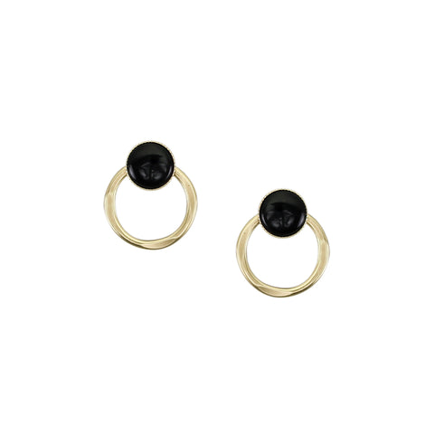 Small Black Cabochon with Ring Post Earring