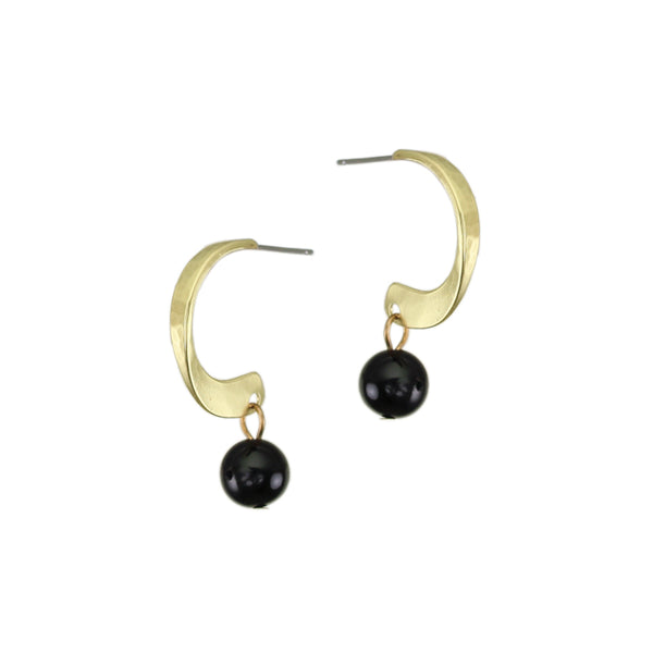 Post Hoop Earring with Black Bead