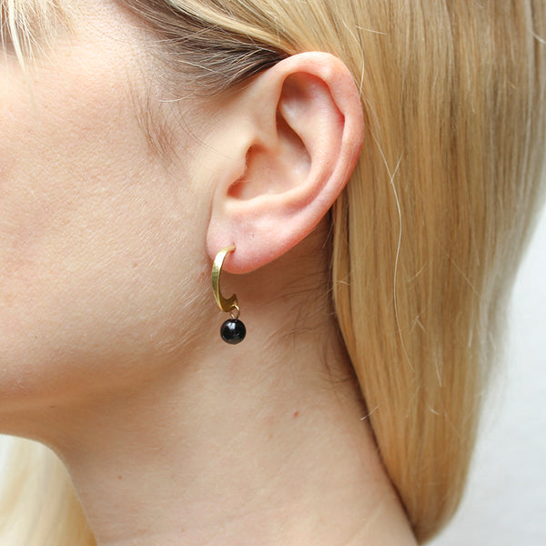 Post Hoop Earring with Black Bead