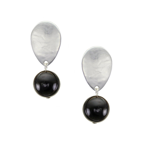 Teardrop with Black Bead Post Earring