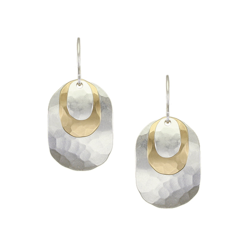 Small Layered Ovals Wire Earrings