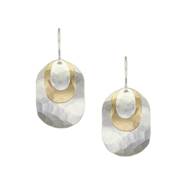 Small Layered Ovals Wire Earrings
