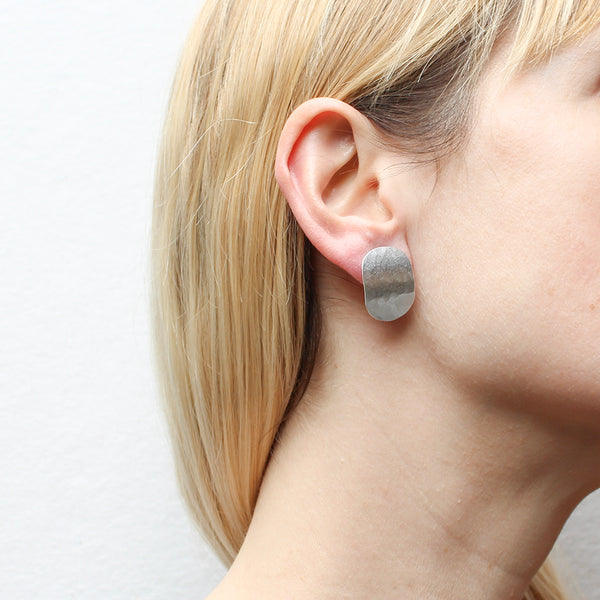 Medium Faceted Oval Post or Clip Earrings