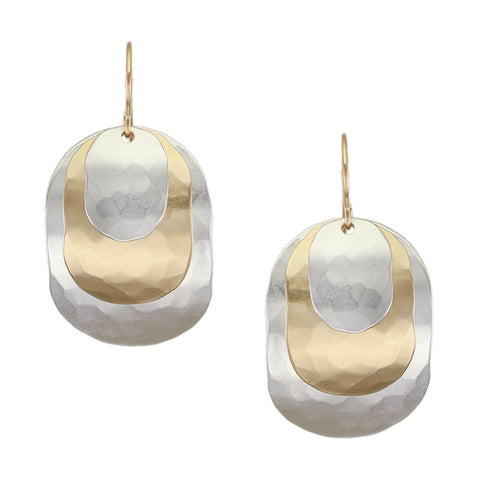 Large Layered Ovals Wire Earrings
