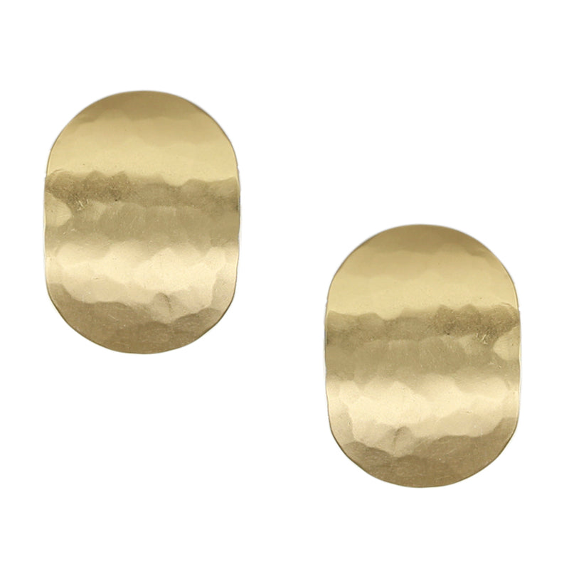 Large Faceted Oval Post or Clip Earring