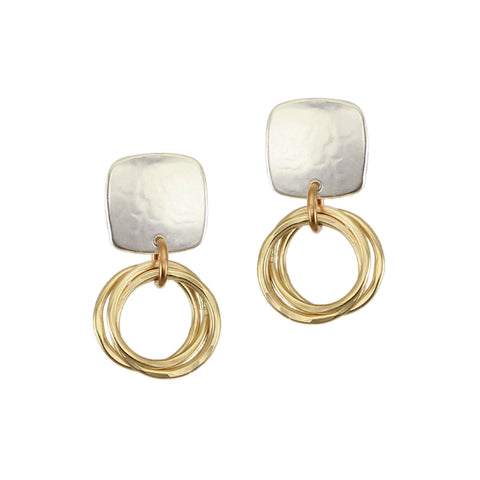 Square with Ring Bunch Post or Clip Earrings
