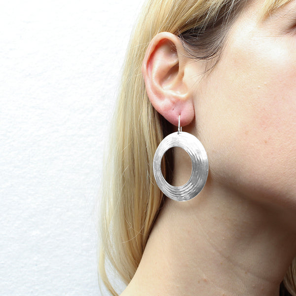Extra Large Textured Ring Wire Earrings