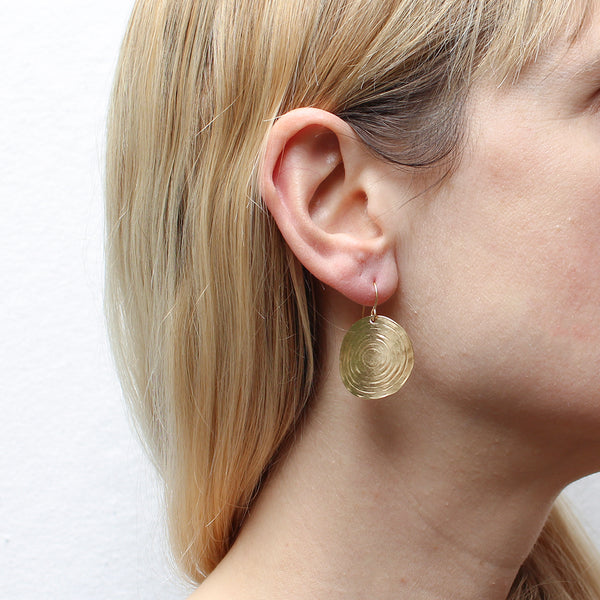 Medium Ripple Disc Wire Earrings