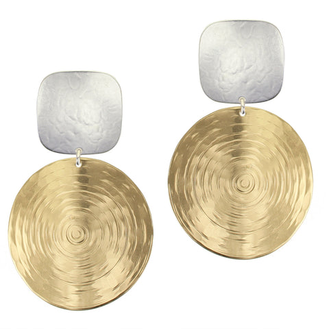 Square with Extra Large Ripple Disc Clip or Post Earrings