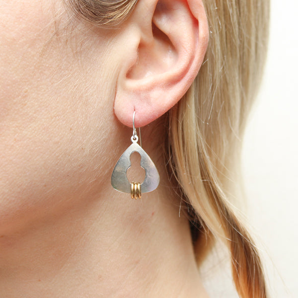 Small Cutout Triangle with Rings Wire Earrings