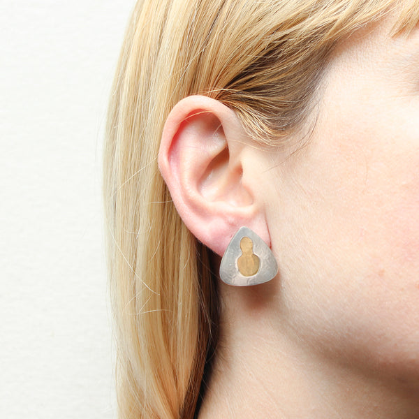 Layered Triangles with Cutout Post or Clip Earring