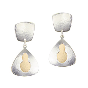 Tapered Square with Layered Triangles and Cutout Post or Clip Earring