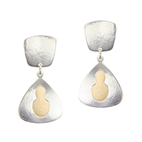 Tapered Square with Layered Triangles and Cutout Post or Clip Earring