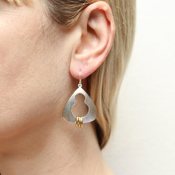 Large Cutout Triangle with Rings Wire Earrings