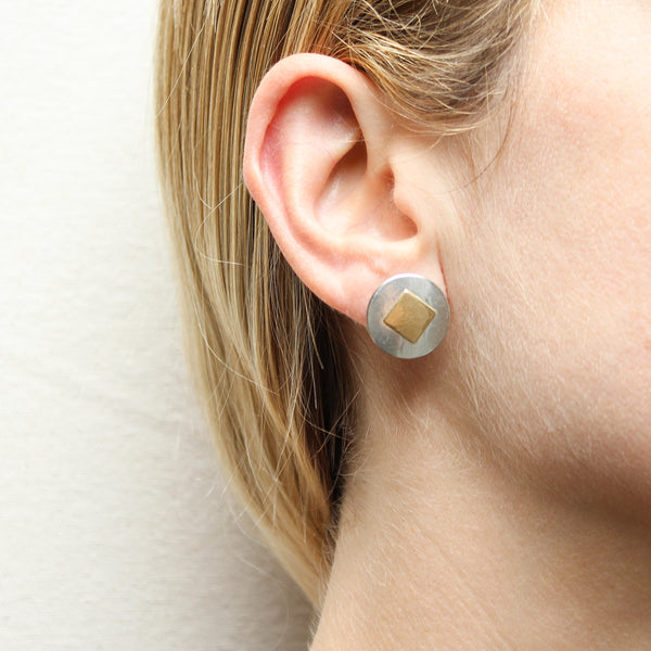 Small Disc with Tile Post or Clip Earring