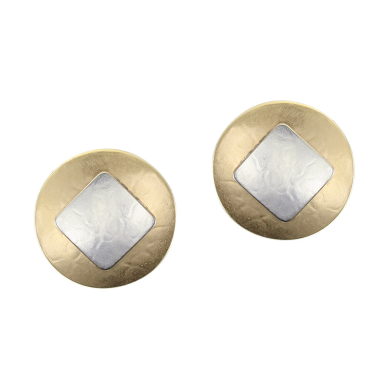 Disc with Tile Post or Clip Earring