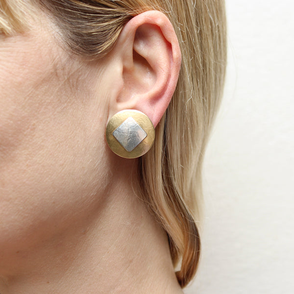 Disc with Tile Post or Clip Earring