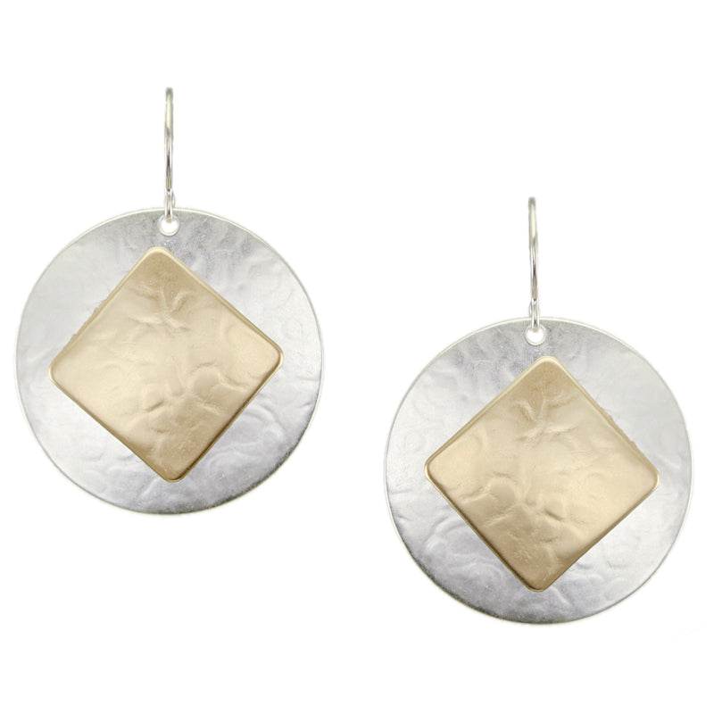 Large Disc and Tile Wire Earrings