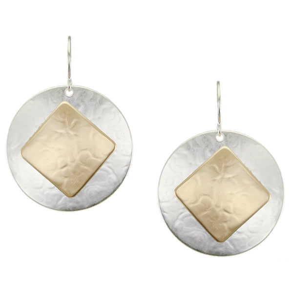 Large Disc and Tile Wire Earrings
