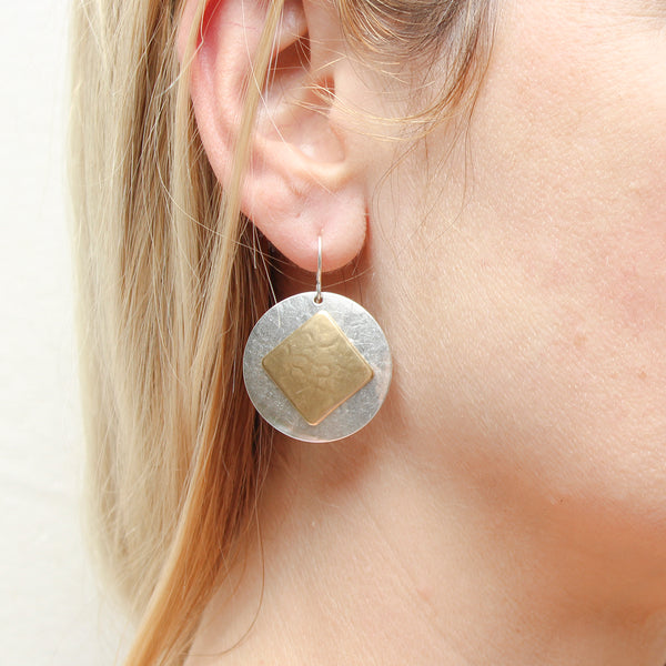 Large Disc and Tile Wire Earrings