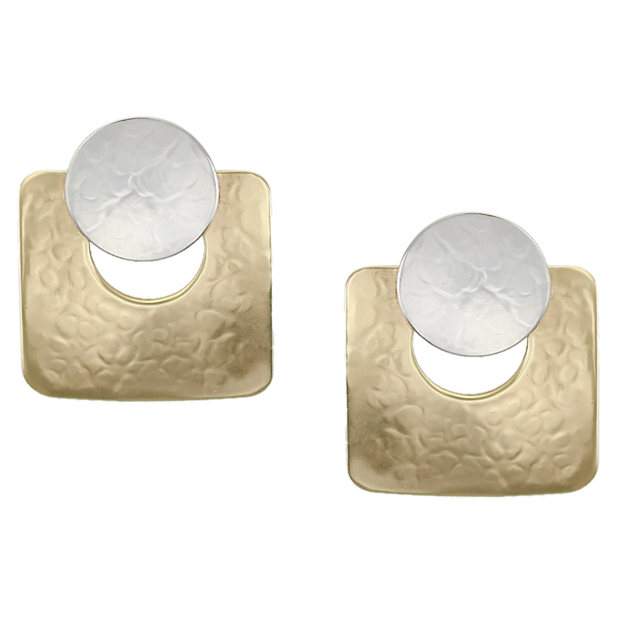 Large Disc with Cutout Square Post or Clip Earring