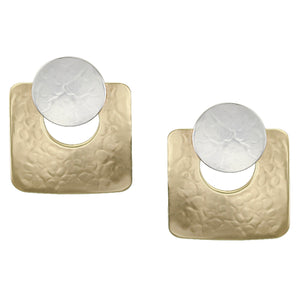Large Disc with Cutout Square Post or Clip Earring