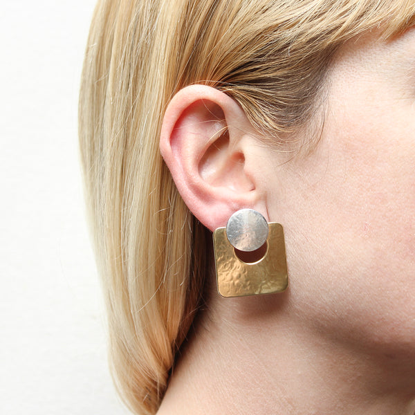 Large Disc with Cutout Square Post or Clip Earring