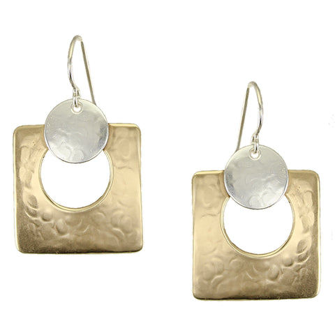 Medium Disc with Cutout Square Wire Earrings