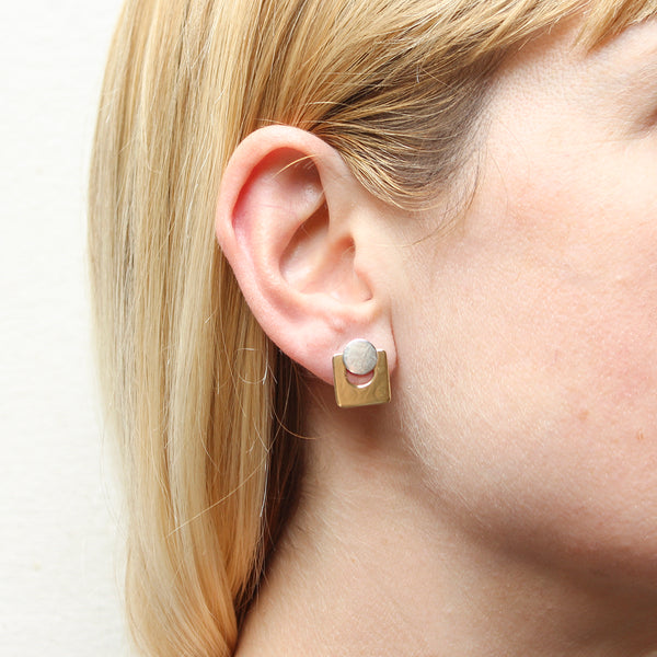 Small Disc with Cutout Square Post Earrings