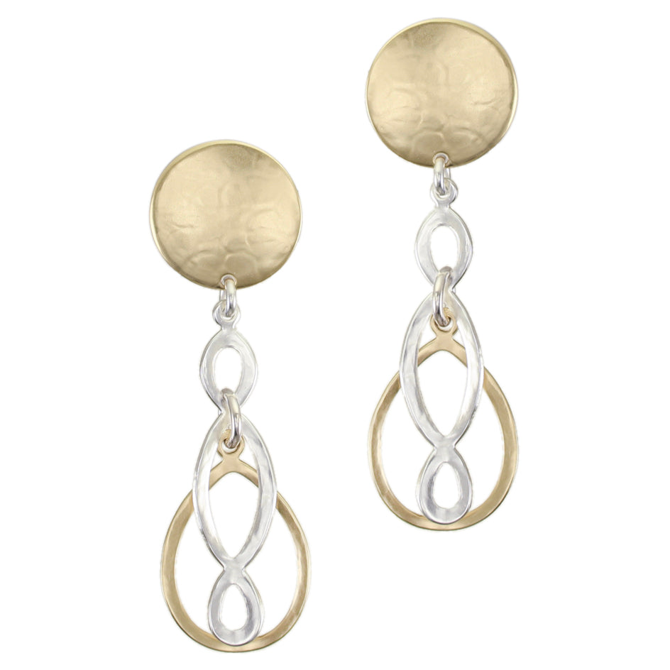Disc with Teardrop and Oval Lattice Post or Clip Earring
