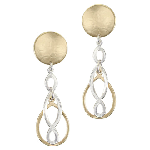 Disc with Teardrop and Oval Lattice Post or Clip Earring