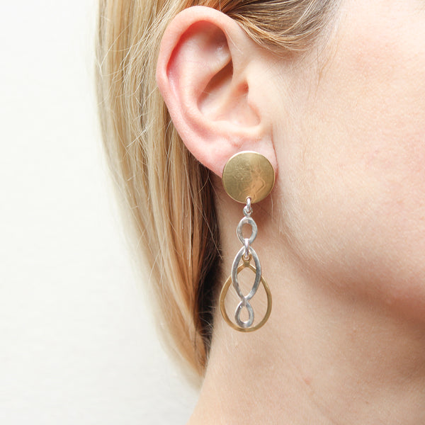Disc with Teardrop and Oval Lattice Post or Clip Earring