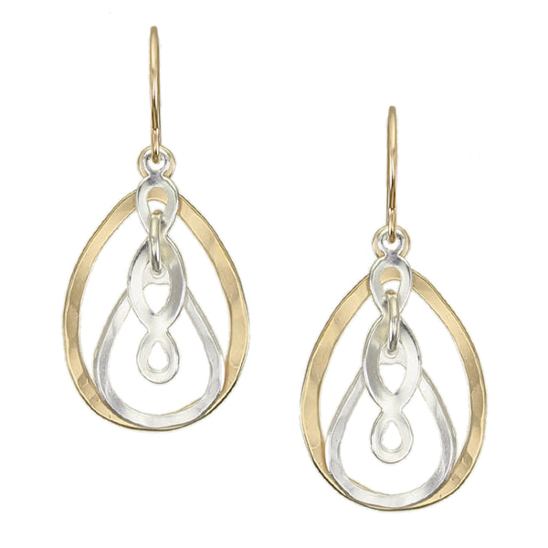 Layered Teardrop Rings with Oval Lattice Wire Earrings