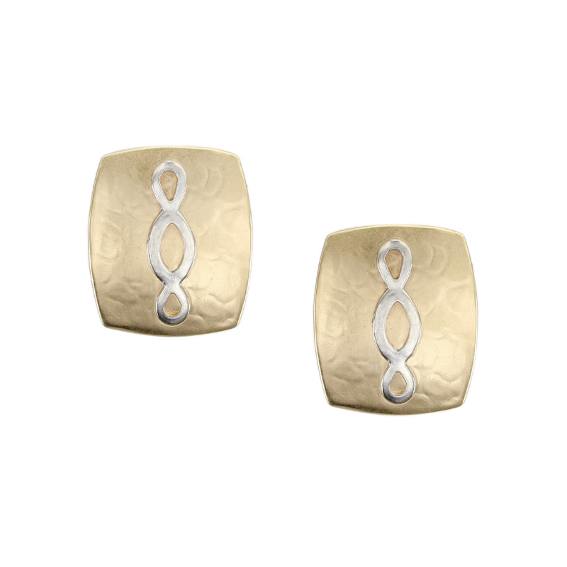 Rectangle with Oval Lattice Post or Clip Earring