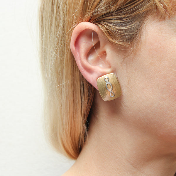 Rectangle with Oval Lattice Post or Clip Earring