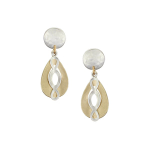 Disc with Small Teardrop with Oval Lattice Post Earrings