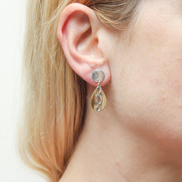 Disc with Small Teardrop with Oval Lattice Post Earrings